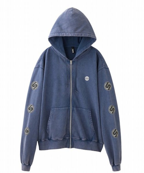 画像1: CIRCLE LOGO ZIP SWEAT HOODIE NAVY (1)