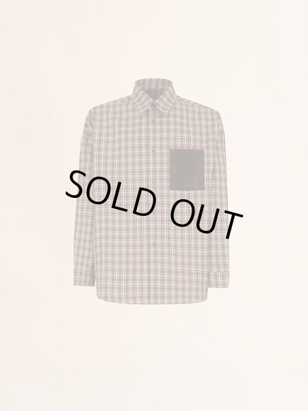 画像1: MARNI ブラウン ウールシャツ マルニメンディングロゴ入り (1)