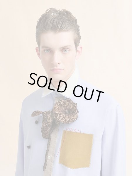 画像2: MARNI ブルー コットンシャツ マルニメンディング刺繍入り (2)