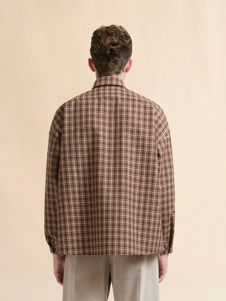 画像3: MARNI ブラウン ウールシャツ マルニメンディングロゴ入り (3)