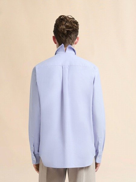 画像4: MARNI ブルー コットンシャツ マルニメンディング刺繍入り (4)