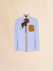 画像1: MARNI ブルー コットンシャツ マルニメンディング刺繍入り (1)