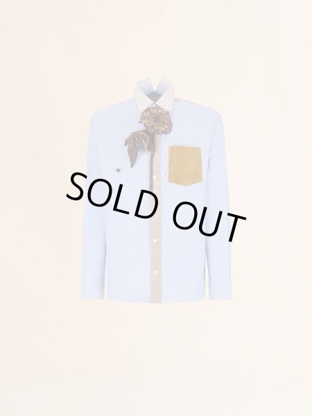 画像1: MARNI ブルー コットンシャツ マルニメンディング刺繍入り (1)