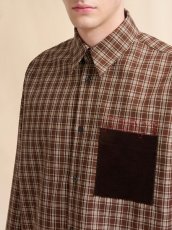 画像4: MARNI ブラウン ウールシャツ マルニメンディングロゴ入り (4)