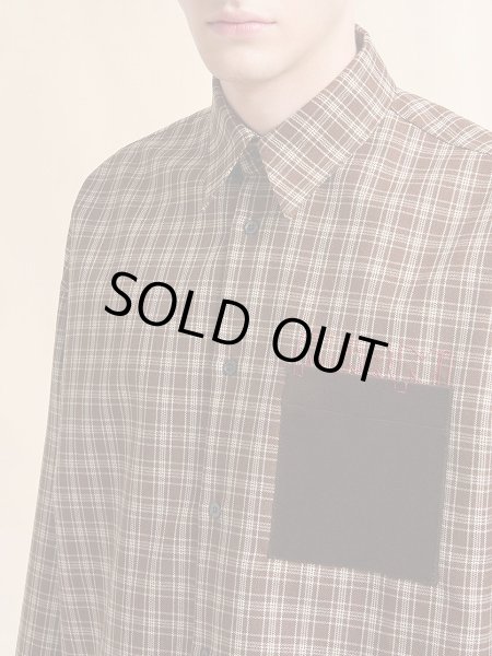 画像4: MARNI ブラウン ウールシャツ マルニメンディングロゴ入り (4)