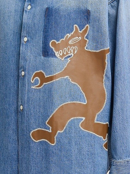 画像4: MARNI ブルー ブルーデニムシャツ オオカミのパッチ付き (4)