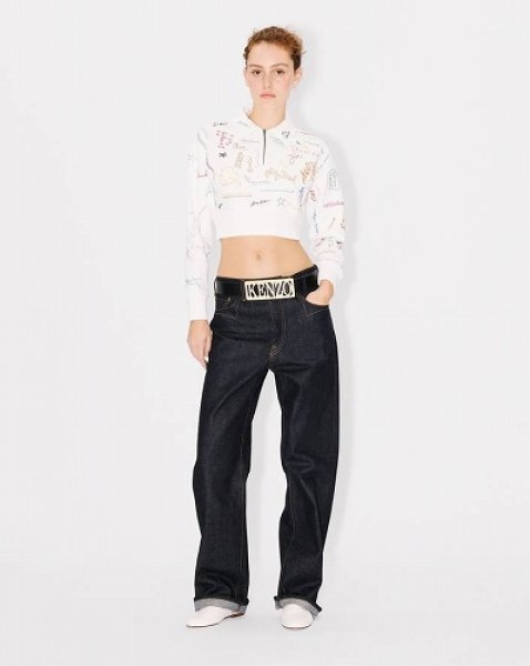 画像5: KENZO Paris (WOMEN'S) Graduation' エンブロイダリー クロップド ポロ スウェット (5)