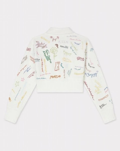 画像2: KENZO Paris (WOMEN'S) Graduation' エンブロイダリー クロップド ポロ スウェット (2)