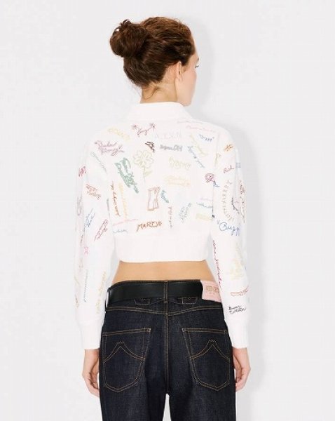 画像4: KENZO Paris (WOMEN'S) Graduation' エンブロイダリー クロップド ポロ スウェット (4)