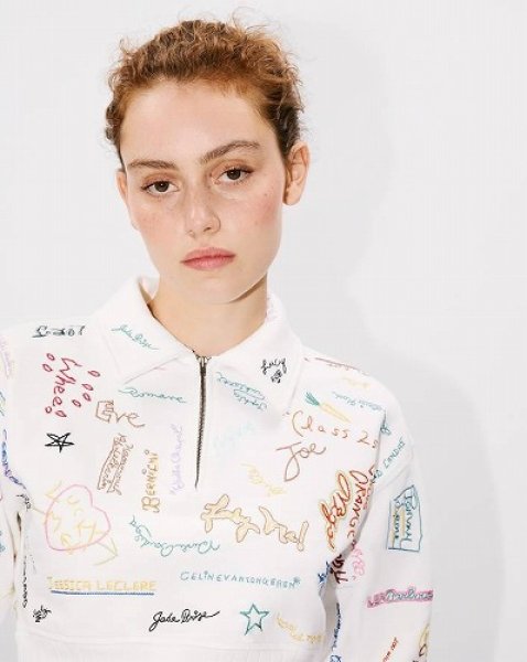 画像6: KENZO Paris (WOMEN'S) Graduation' エンブロイダリー クロップド ポロ スウェット (6)