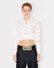 画像3: KENZO Paris (WOMEN'S) Graduation' エンブロイダリー クロップド ポロ スウェット (3)