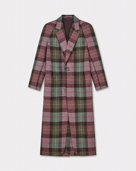 画像1: KENZO Paris (WOMEN'S) ロング テーラード コート イン Harris tweed (1)