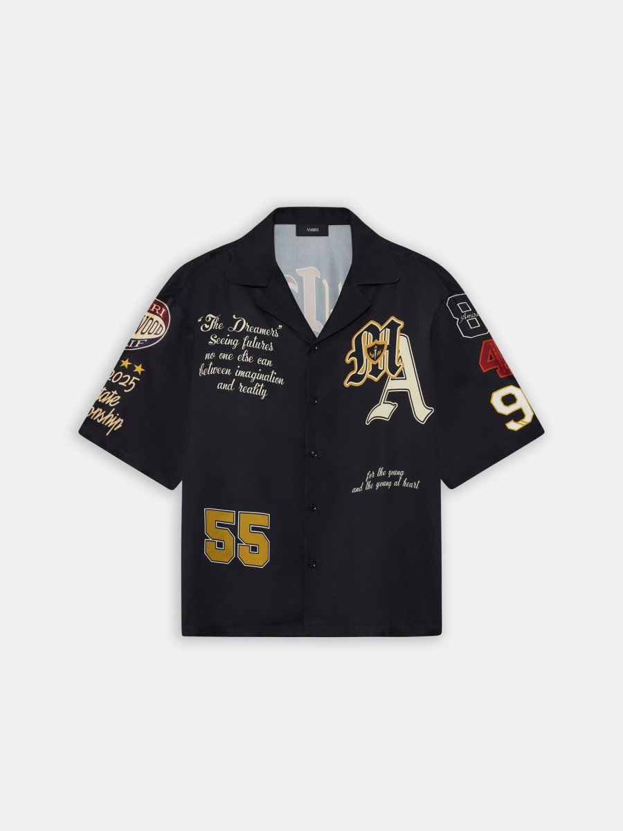 画像1: AMIRI VARSITY PATCH OVERSIZED CAMP SHIRT (1)