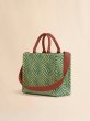 画像3: MARNI グリーン 波模様のラフィアエフェクト スモールトートバッグ (3)