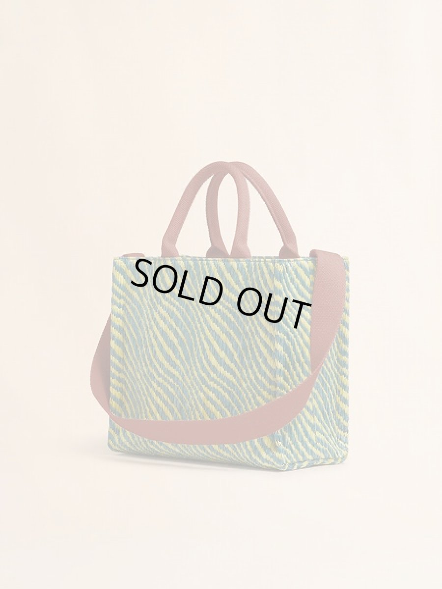 画像3: MARNI グリーン 波模様のラフィアエフェクト スモールトートバッグ (3)