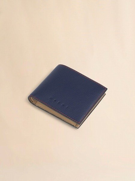 画像3: MARNI ブルー レザー製二つ折りウォレット、コントラストステッチ入り (3)