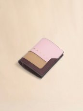 画像3: MARNI ピンク ライトブラウン ダークブラウン サフィアーノレザー製二つ折りウォレット (3)