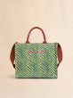 画像1: MARNI グリーン 波模様のラフィアエフェクト スモールトートバッグ (1)