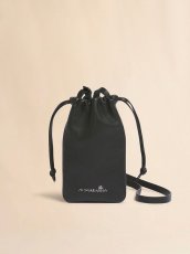 画像1: MARNI ブラック レザー製ドローストリング付きスマホホルダー、マルニメンディング入り (1)