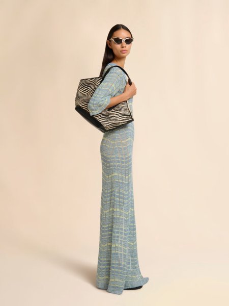 画像6: MARNI ブラック ラフィアエフェクト Wave スモールトートバッグ (6)