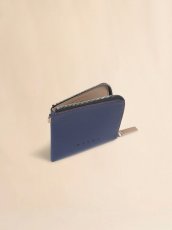 画像4: MARNI ブルー レザー製ラウンドファスナーウォレット、コントラストステッチ入り (4)