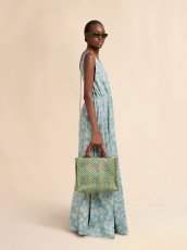 画像6: MARNI グリーン 波模様のラフィアエフェクト スモールトートバッグ (6)