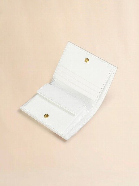 画像5: MARNI マスタードホワイト グリーン サフィアーノレザー製二つ折りウォレット (5)