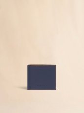 画像1: MARNI ブルー レザー製二つ折りウォレット、コントラストステッチ入り (1)