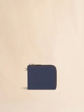 画像1: MARNI ブルー レザー製ラウンドファスナーウォレット、コントラストステッチ入り (1)