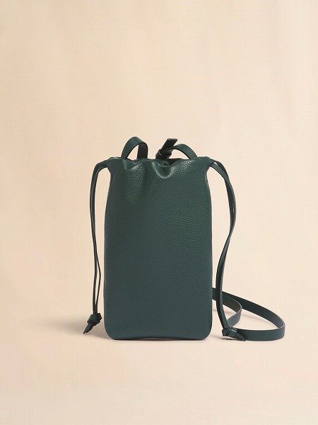 画像2: MARNI ディープグリーン レザー製ドローストリング付きスマホホルダー、マルニメンディング入り (2)