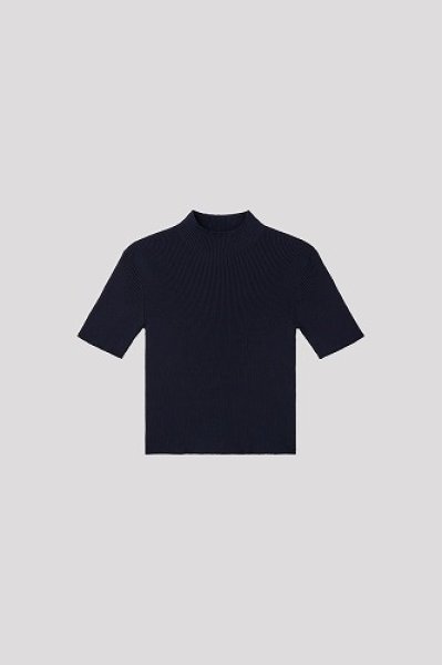 画像1: CFCL PORTRAIT SHORT SLEEVE TOP(NAVY) (1)