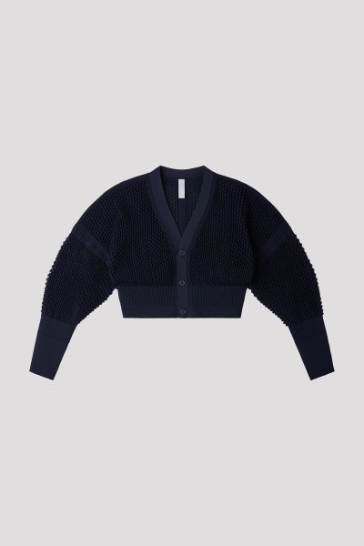 画像1: CFCL LATTICE CROPPED CARDIGAN(NAVY) (1)