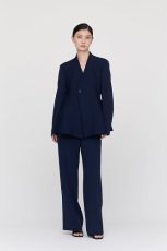 画像2: CFCL MILAN COLLARLESS FLARE JACKET(NAVY) (2)
