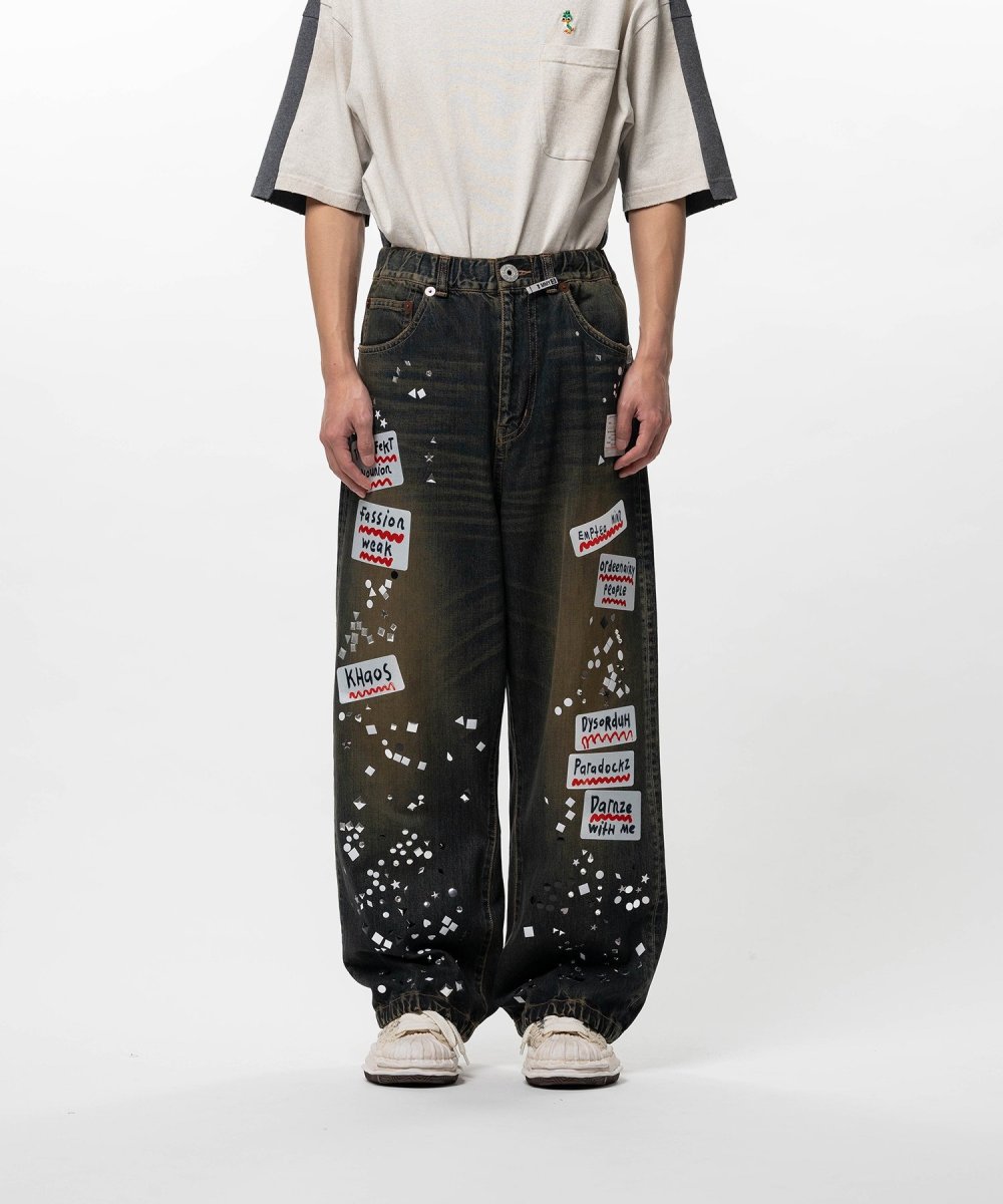画像1: Maison MIHARA YASUHIRO Embellished Sticker Denim Pants (1)