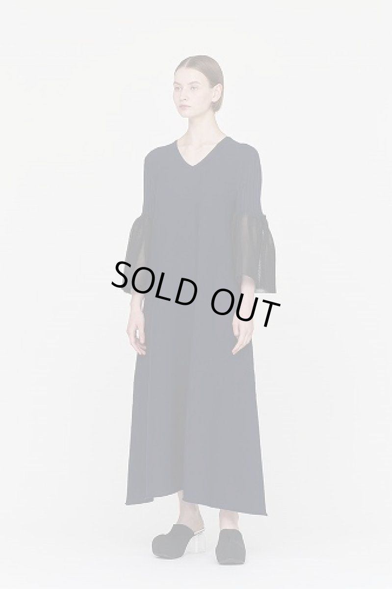 画像2: CFCL POTTERY LUCENT LONG BELL SLEEVE FLARE DRESS(NAVY) (2)