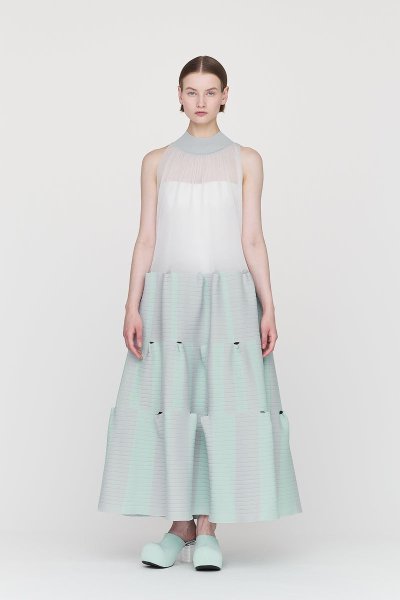 画像4: CFCL TERRACED LUCENT SLEEVELESS DRESS(BLACK) (4)