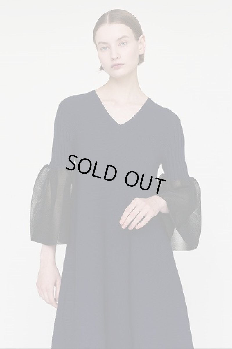 画像4: CFCL POTTERY LUCENT LONG BELL SLEEVE FLARE DRESS(NAVY) (4)