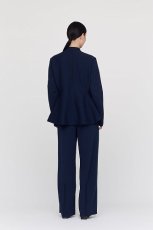 画像3: CFCL MILAN COLLARLESS FLARE JACKET(NAVY) (3)