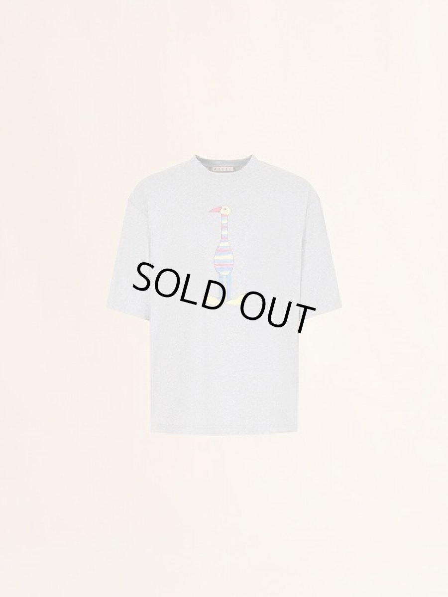 画像1: MARNI Marni Animal Alphabet "I"プリント グレー コットンTシャツ (1)