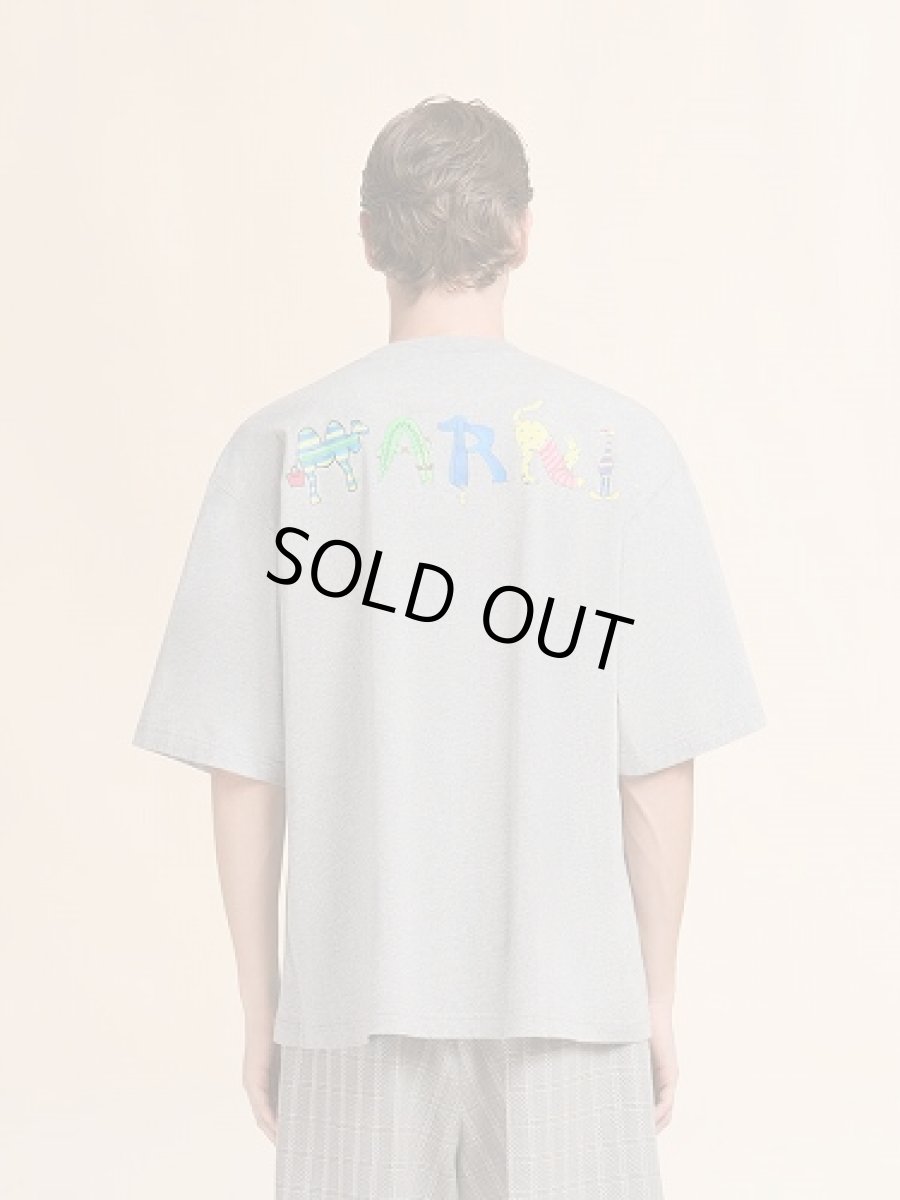 画像3: MARNI Marni Animal Alphabet "I"プリント グレー コットンTシャツ (3)