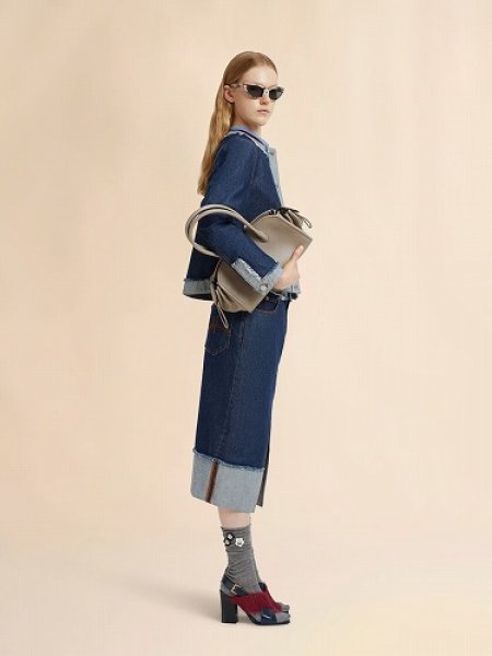 画像5: MARNI ブルー デニム インサイドアウトミディスカート (5)