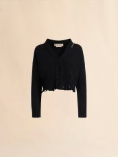 画像1: MARNI ブラック コットン製クロップドカーディガン (ボクシーフィット) (1)