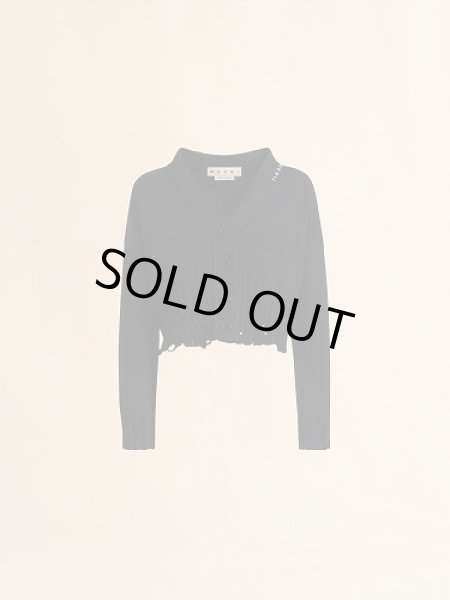 画像1: MARNI ブラック コットン製クロップドカーディガン (ボクシーフィット) (1)