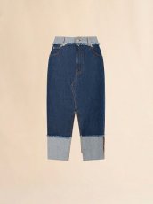 画像1: MARNI ブルー デニム インサイドアウトミディスカート (1)