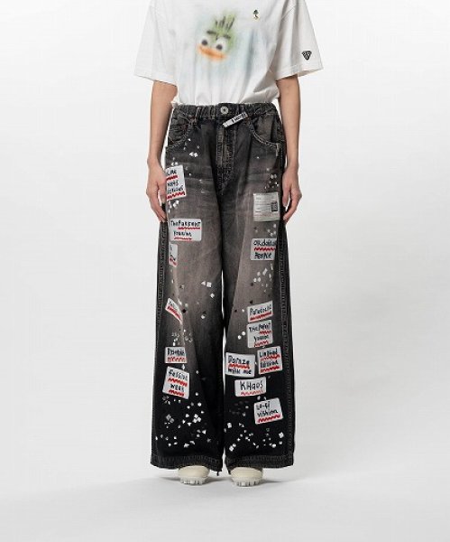 画像1: Maison MIHARA YASUHIRO エンブリッシュド ステッカー デニムパンツ (1)