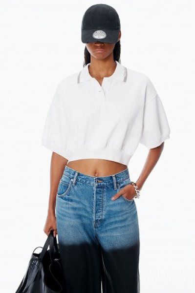 画像3: alexanderwang クロップド シンチ コットンポロ (3)
