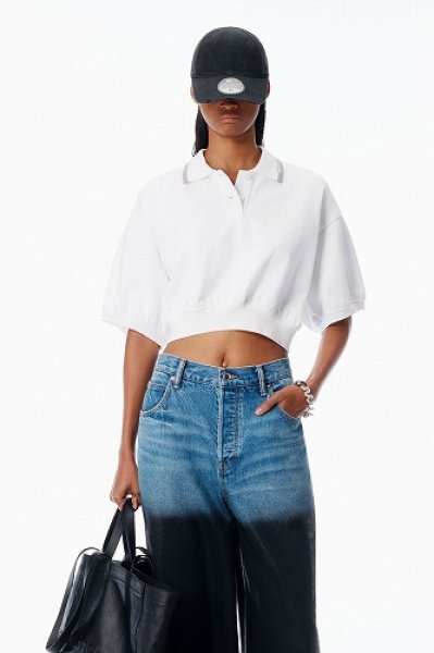 画像2: alexanderwang クロップド シンチ コットンポロ (2)
