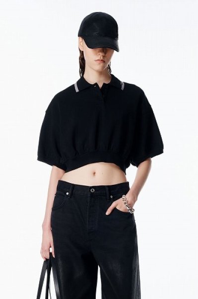 画像2: alexanderwang クロップド シンチ コットンポロ (2)