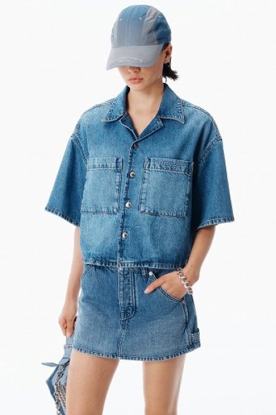 画像3: alexanderwang クロップド デニムシャツ (3)
