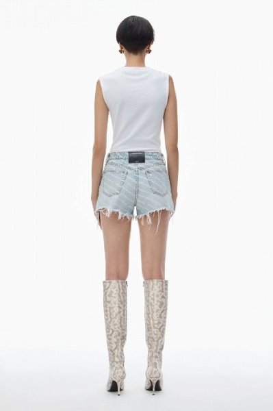 画像6: alexanderwang エイジドグレーデニム バイトロゴ ショーツ (6)
